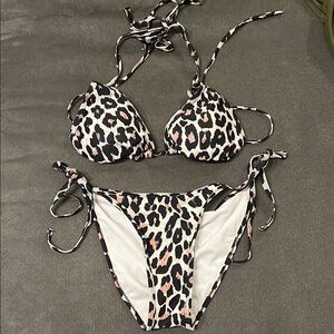 Leopard Print String Bikini Set size M